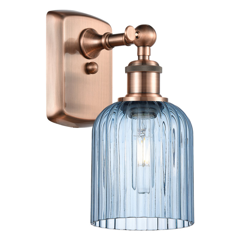 Northgate Steel Armed Sconce, Antique Copper, Princess Blue