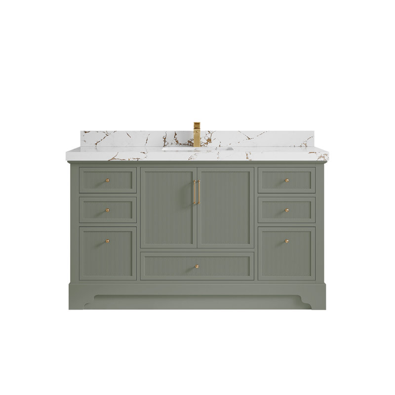 Alys 60'' Single Bathroom Vanity with Top, Viola Brown