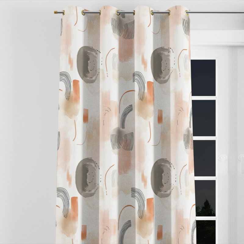 Rideaux obscurcissant Modern Room - Rideau à œillets gris à marques douces - 1 panneau, L 52 po x L 120 po, Œillets dorés