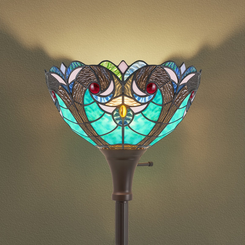 Lampe sur pied de 11 po de style Tiffany avec douille rotative, base E26, lampe d'appoint style traditionnel rétro