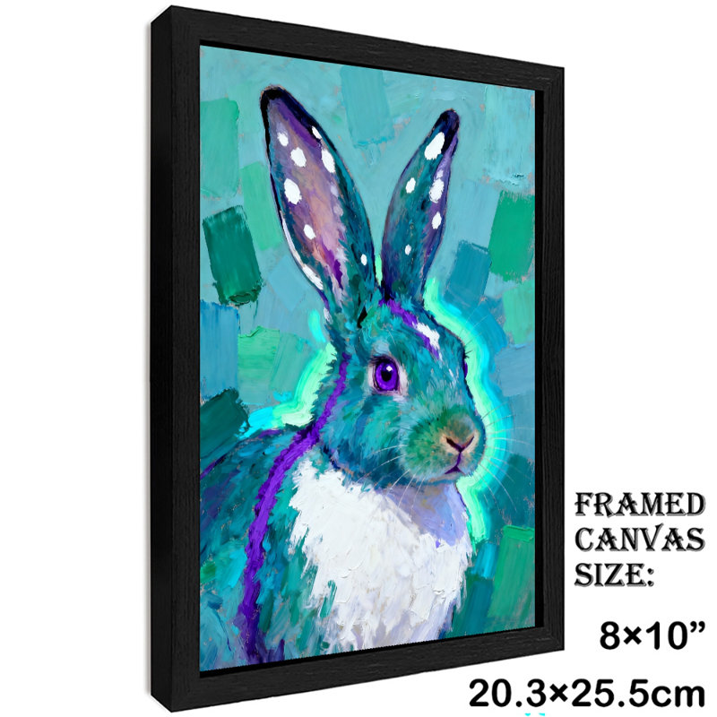 «Black», encadré rétro et coloré, adorables lapins, art mural, impressions de style rétro, H 11 po x l 9 po