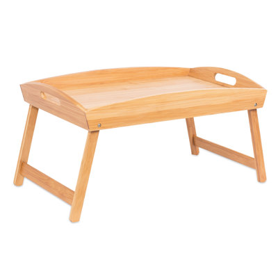 Birdrock Home Bamboo Bed Tray - Wooden Curved Sides Breakfast Serving Tray With Folding Legs - Natural -  Sofia + Sam, 10276
