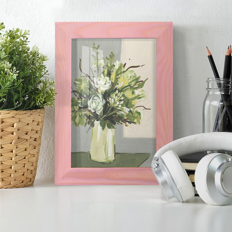 «Everardo Elegant Floral II», impression encadrée sur papier, H 6 po x l 4 po x P 1 po, Coucher de soleil rose