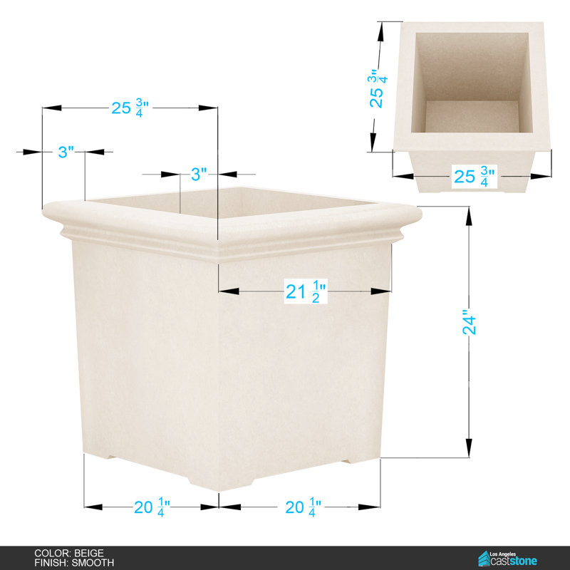 Concrete Planter, Smooth Beige