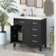 Meuble-lavabo moderne 36 po avec lavabo en céramique, tiroirs à fermeture en douceur et structure en bois massif résistant à l'eau - Certifié CARB-1063664962