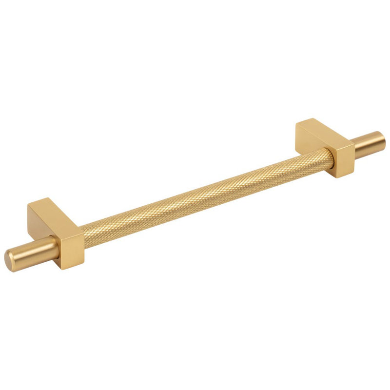 Larkin 3 Knurled Center Bar Pull, 3 3/4", Brushed Gold