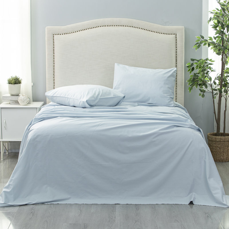 Ensemble de draps pour chambre d'amis 4 pièces 100% coton, Ensemble de draps pour très grand lit + un drap-h, Bleu