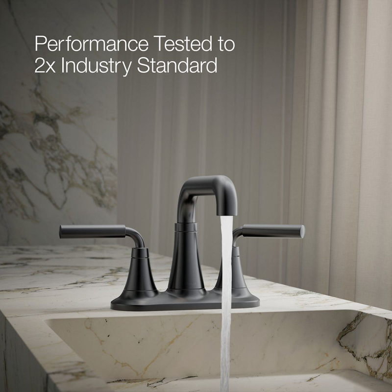 Tone Two-Handle Centerset Bathroom Sink Faucet with Clicker Drain, 0.5 GPM, Matte Black
