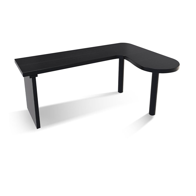 Black Rectangular Solid Wood desk, Left Hand Return, 29.6" H x 63" W x 39.4" D