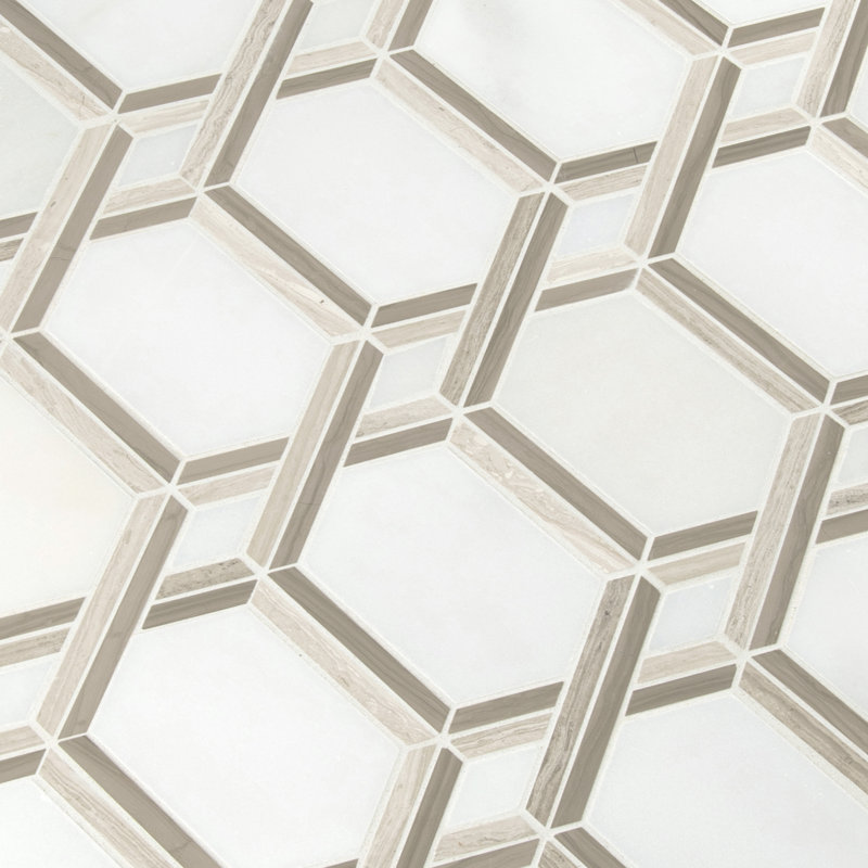Crown Lattice Geometric 12 in. x 13 in. Polished Marble Mosaic Floor and Wall Tile