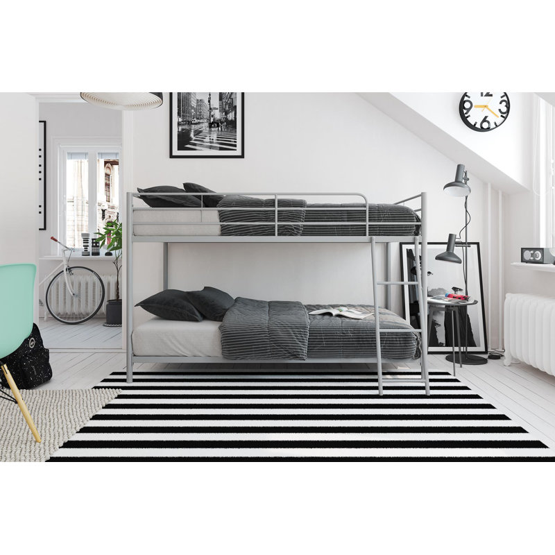 Ahmad Kids Twin Over Twin Bunk Bed, Silver
