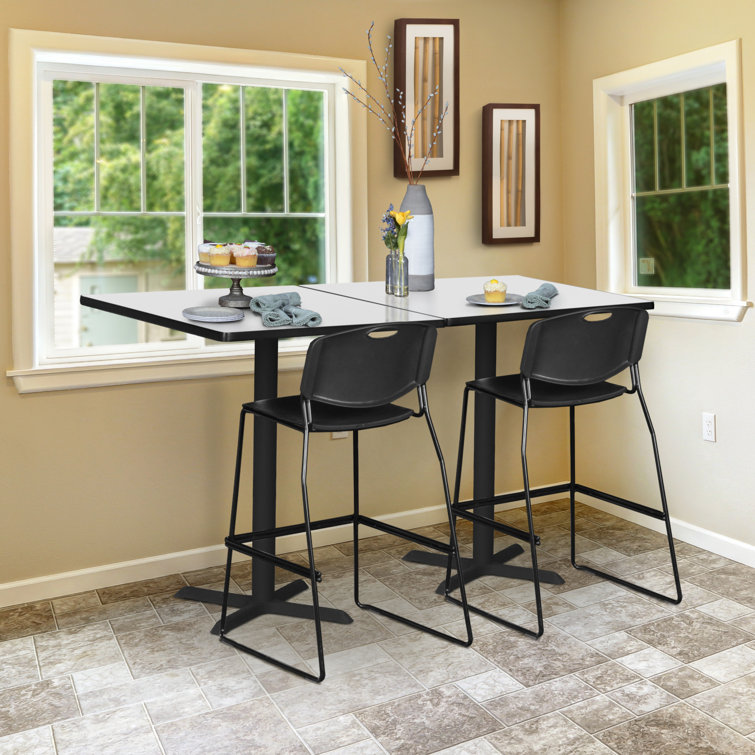 Regency Cain Square Breakroom Table with 4 Stackable Restaurant Chairs 