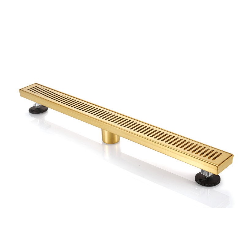 BOANN 304 Stainless Steel Rectangular Linear Shower Floor Drain (28 in), Gold