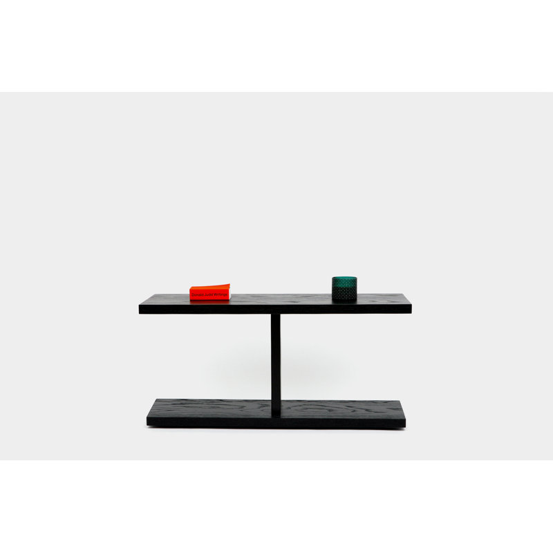 Solid Wood Console Table, Black Oak, 24" H x 48" W x 18" D, Powder Coated Matte Black