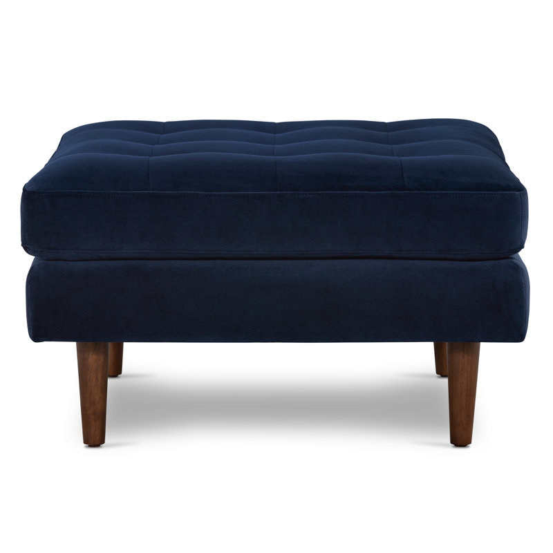 Velvet Upholstered Ottoman, Navy