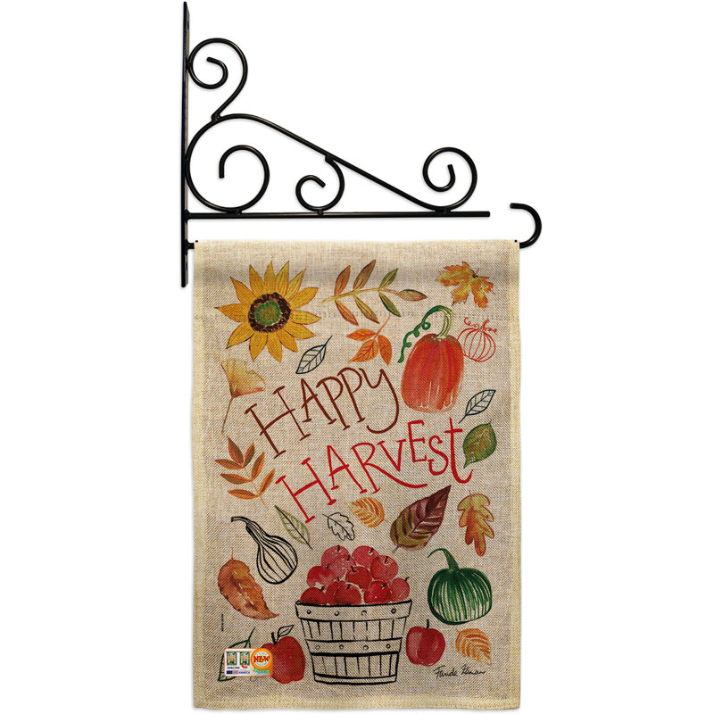 En toile jute à 2 côtés 19 x 13 po happy harvest drapeau de jardin