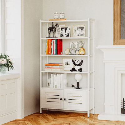 Keegen Iron Standard Bookcase, Industrial Bookshelves with Storage Cabinets, Storage Shelves for Living Room, Bedroom 