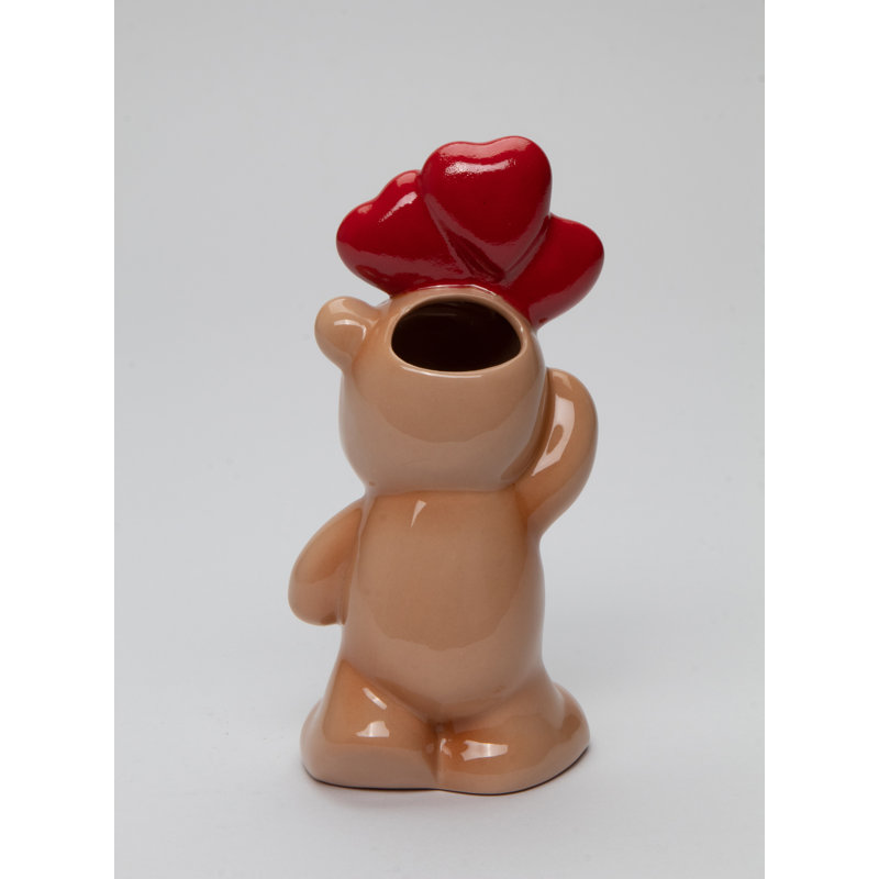 Vase de table en porcelaine brun / rouge 5,75 "