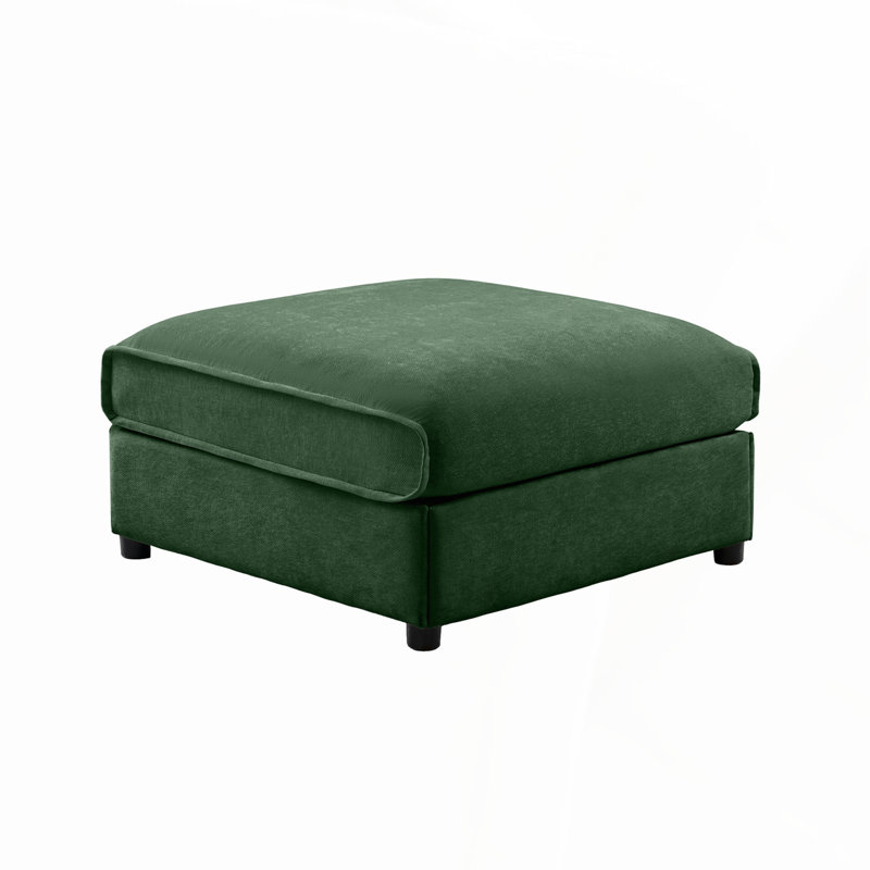 Luxueux repose-pieds en chenille avec rangement intégré et support cylindrique ergonomique, parfait pour les espaces de vie modernes.