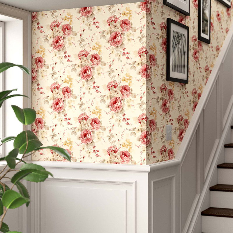 Rouleau de papier peint de L 32,7 pi x l 20,5 po Maryville, Rose foncé