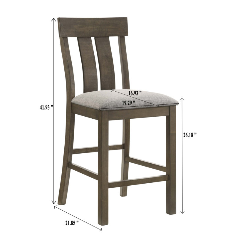Chaises de salle à manger rembourrées rustiques à hauteur de comptoir 2 pièces avec finition en bois riche et sièges confortables pour les salles à manger élégantes