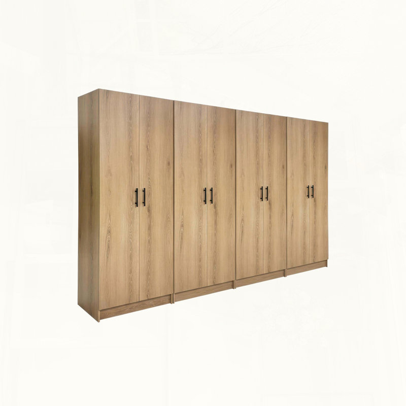 Oak Multi-Purpose Utility Storage Cabinet (4-Piece Set), Oak