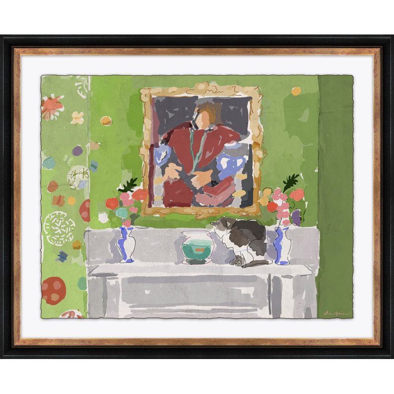 «Hanover Cat» par Dana Gibson - Peinture encadrée sur papier