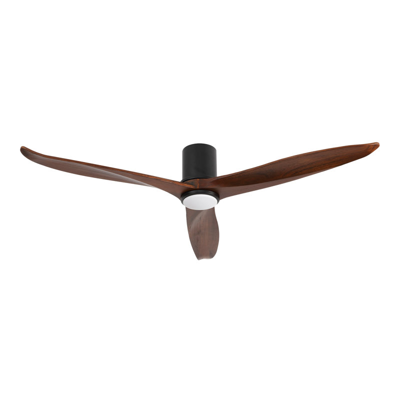 Ventilateur de plafond encastré en bois massif 60 po avec lumière DEL et télécommande, 6556 tr / min, Noyer, 60 po de largeur