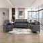 Fauteuil rembourré en similicuir de style moderne de style moderne gris foncé avec dossier confortable et dossier en bois massif 1pc-847342924