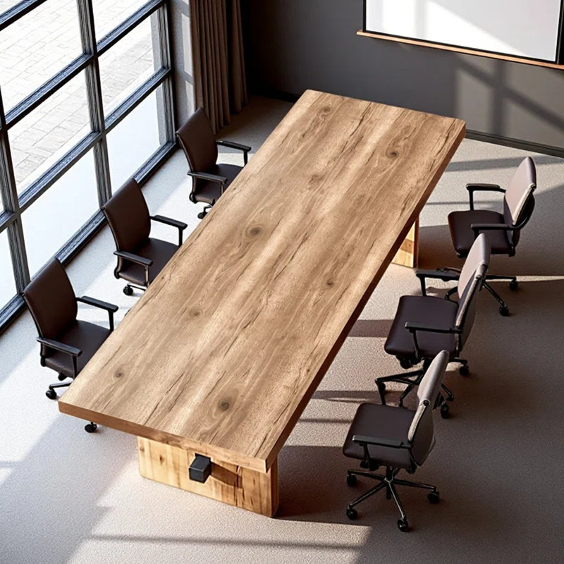Tablette de conférence en bois massif de style industriel moderne, 29.53" H x 94.49" W x 35.43" D