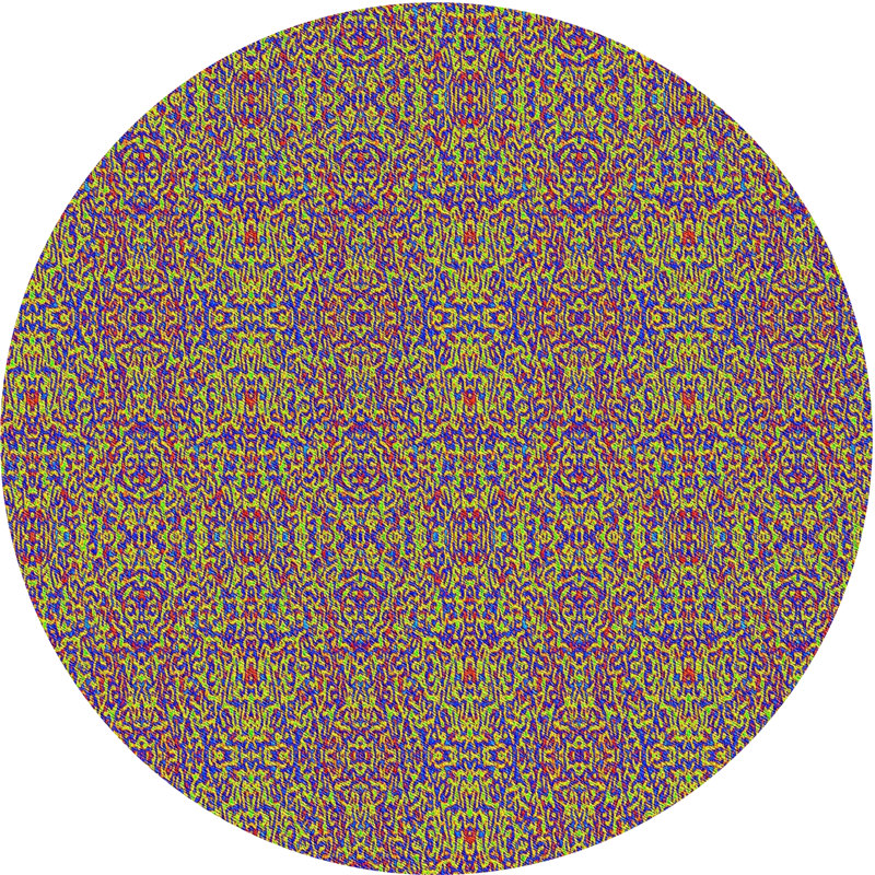 Tapis vert/bleu à motifs, Rond 6 pi