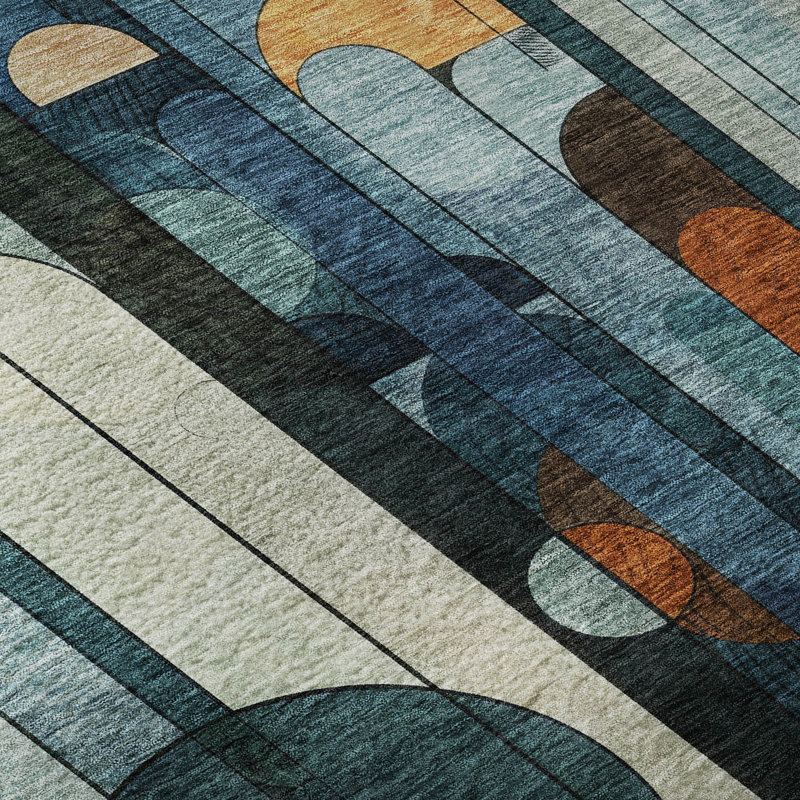 Premium Machine Washable Dimatteo AMF1125 Geometric Rug, Rectangle 10' x 14'