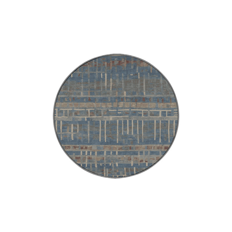 Tapis gris soyeux et moelleux, Rond 4 pi