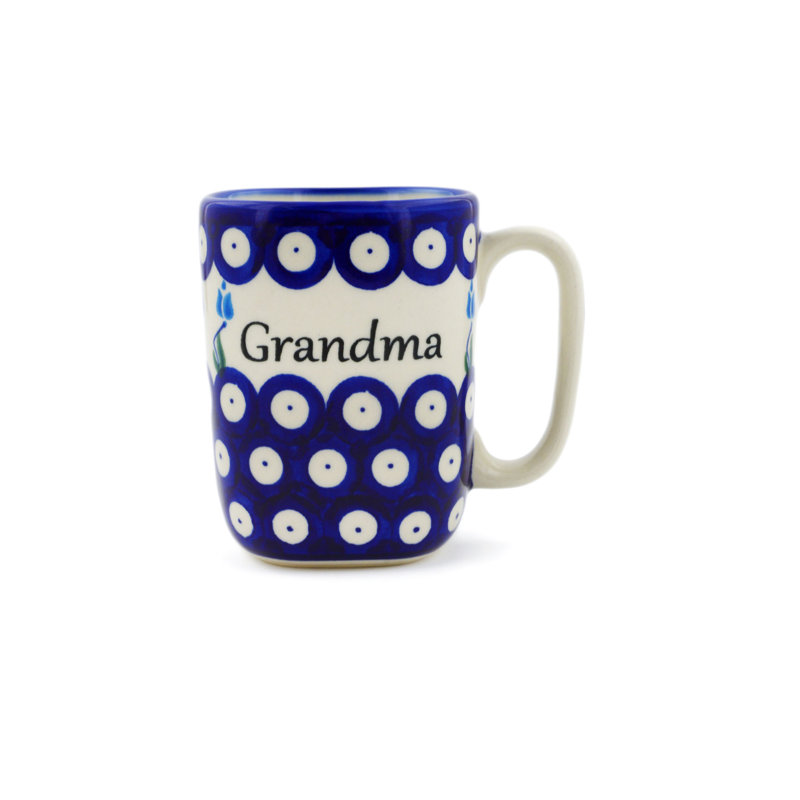 Peacock Tulip Garden Handmade Stoneware Coffee Mug, Peacock Tulip Garden