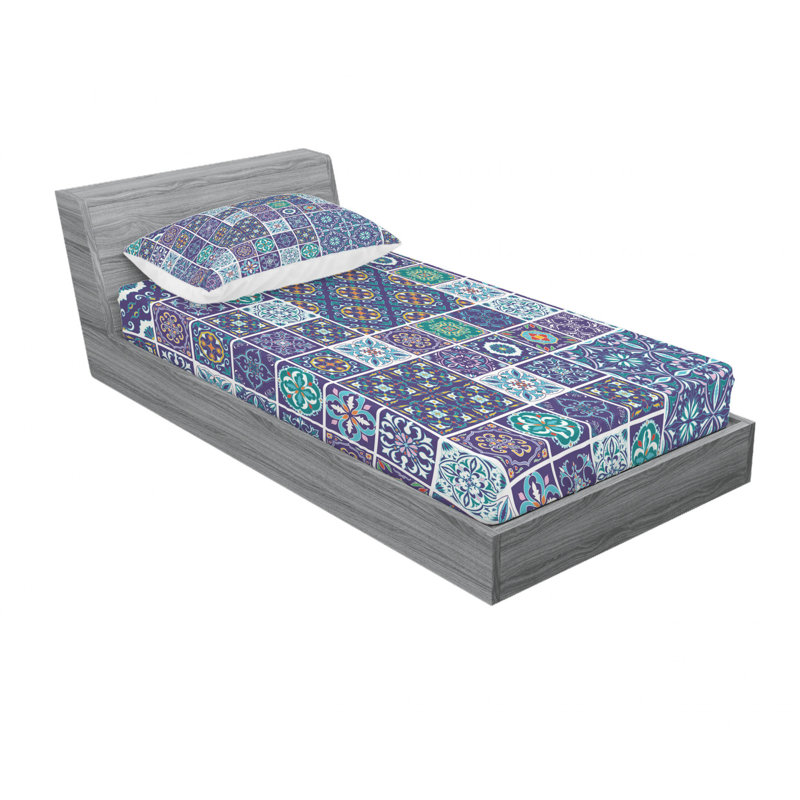 Ensemble de draps Azulejo Traditional Mosaic, Ensemble de draps pour lit simple TG avec drap-hou