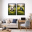 Ballon de soccer et tasseaux, art pour chambre d'enfant, impression sur toile encadrée, 2 pièces-126032498-126032499