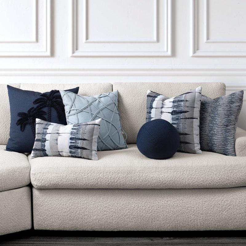 NEW ARRIVALS Circular Indoor/Outdoor Pillow Cover & Insert, Tavarua Indigo
