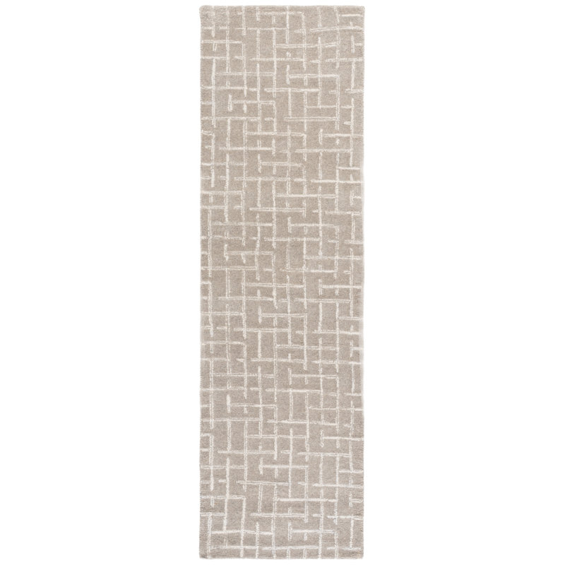 Ebony Hand Tufted Wool, Cotton Geometric Indoor Rug, Runner 2'3" x 8'
