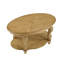 Table basse ovale en bois de 42 po pour le salon, table basse à 2 niveaux en bois massif avec tablette de rangement ouverte, assemblage facile, naturel antique