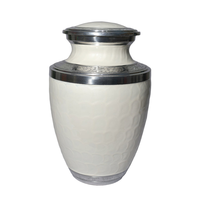 Urne décorative argentée, Blanc
