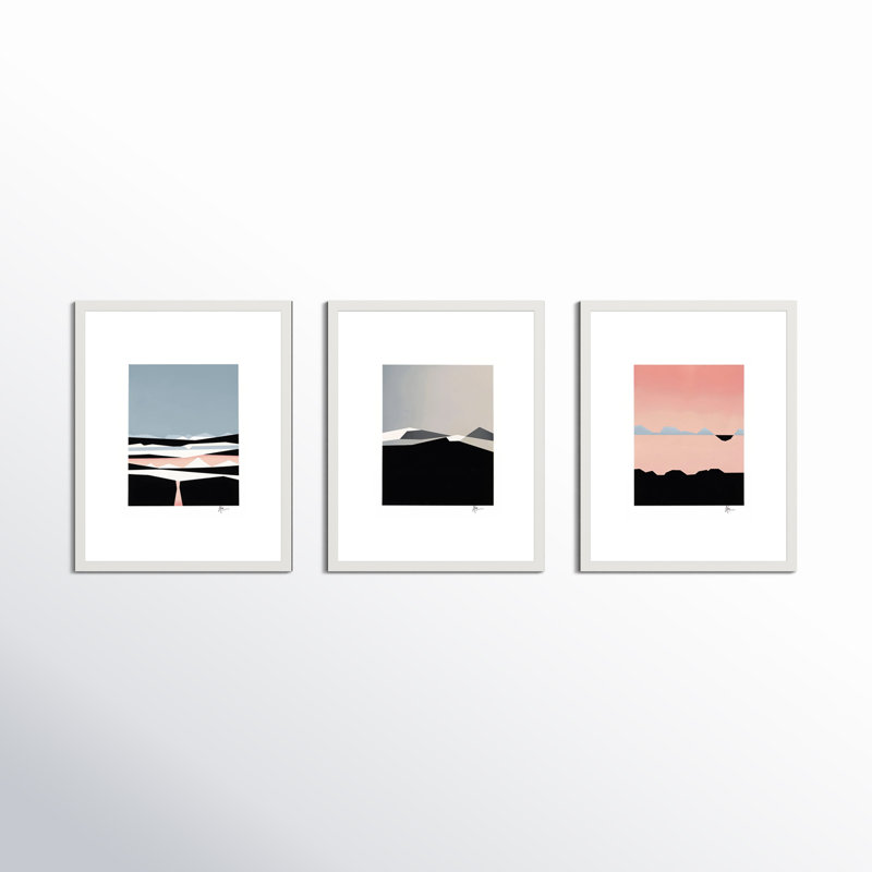 Afrika Set Of 3 Print by Lee Lessem, 25" H x 20" W x 1.25" D, White Framed