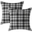 Housses d'Halloween à carreaux écossais tartan écossais 20 x 20 noir et blanc-138214108-138214116