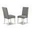 L'ensemble de 3 tables de salle à manger modernes comprend une table de cuisine ronde avec piédestal et 2 chaises de salle à manger Parsons en tissu gris, lin blanc-1799340583-1799340582-1847808057