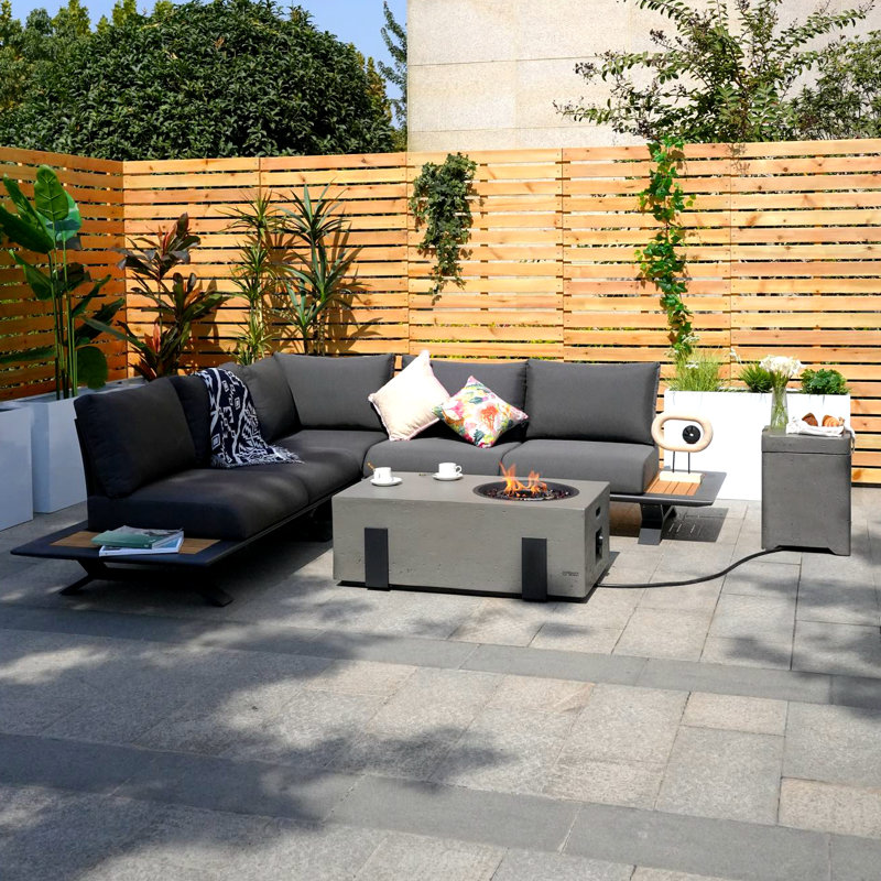 Ensemble de canapé modulaire 5 pièces avec coussins, gris, Noir
