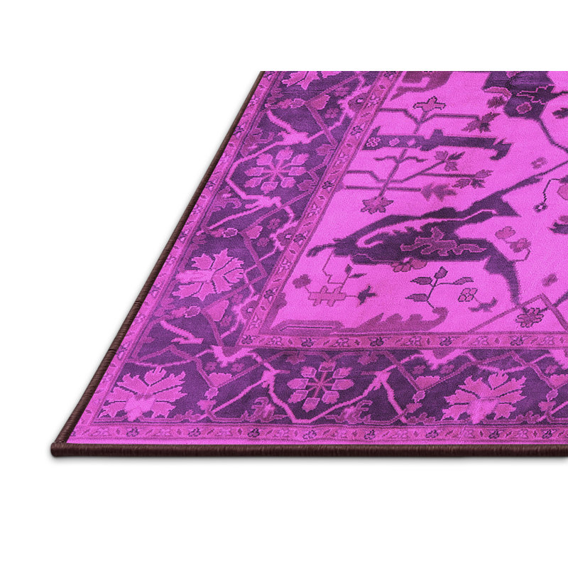 Tapis oriental en laine / polyester tissé à la machine en rose / mauve, Rectangle 2 pi x 3 pi