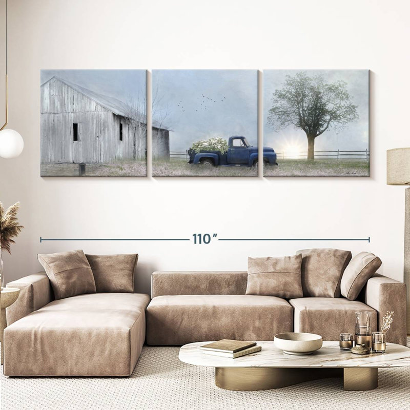 Ensemble 3 pièces grange sur toile Jonestown, H 36 po x l 110 po x P 1,25 po