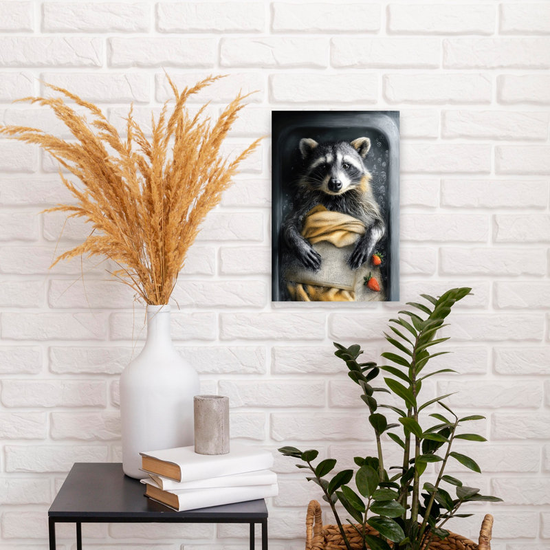 Raccoon In Bathtube 2 by Justyna Jaszke - Wrapped Canvas Print, 45.72 cm H x 30.48 cm W