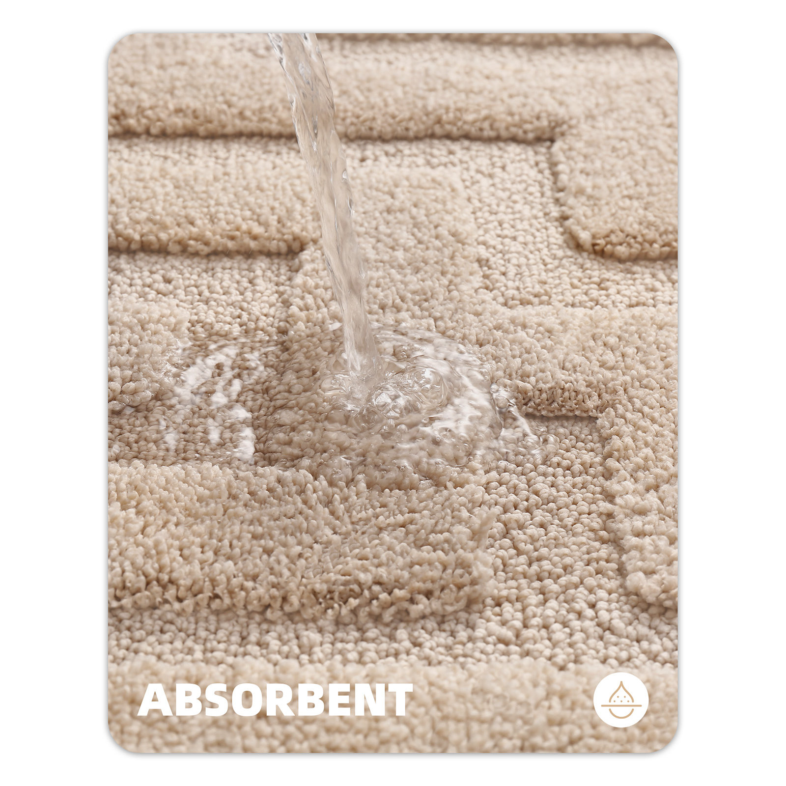 Non-Slip Bath Rug, 20" L x 47" W, Khaki