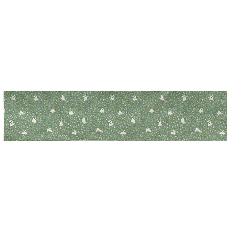 Chemin de table géométrique avicia, Vert foncé, Polyester sergé, 72 po x 16 po