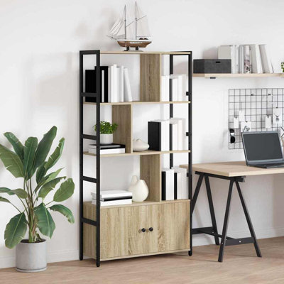 Bookshelf Engineered Wood Freestanding Tiered Home Shelving Living Room
